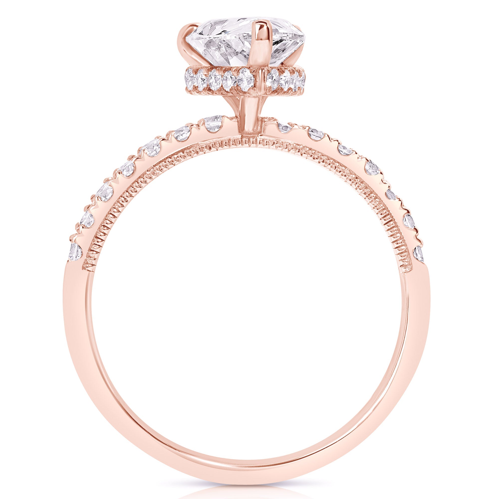 Pear Shaped Engagement Ring 2ct/ 107 Mm , Diamond Hidden Halo Ring, Rose Cut  Pear Moissanite Ring, Big Celebrity Ring. -  Denmark