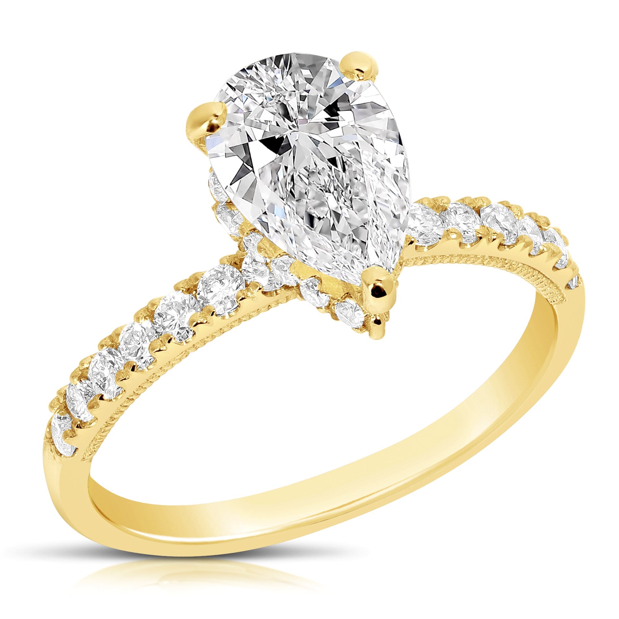 2.00 Pear Shape Halo Lab Created Diamond Engagement Ring – Happy Jewelers